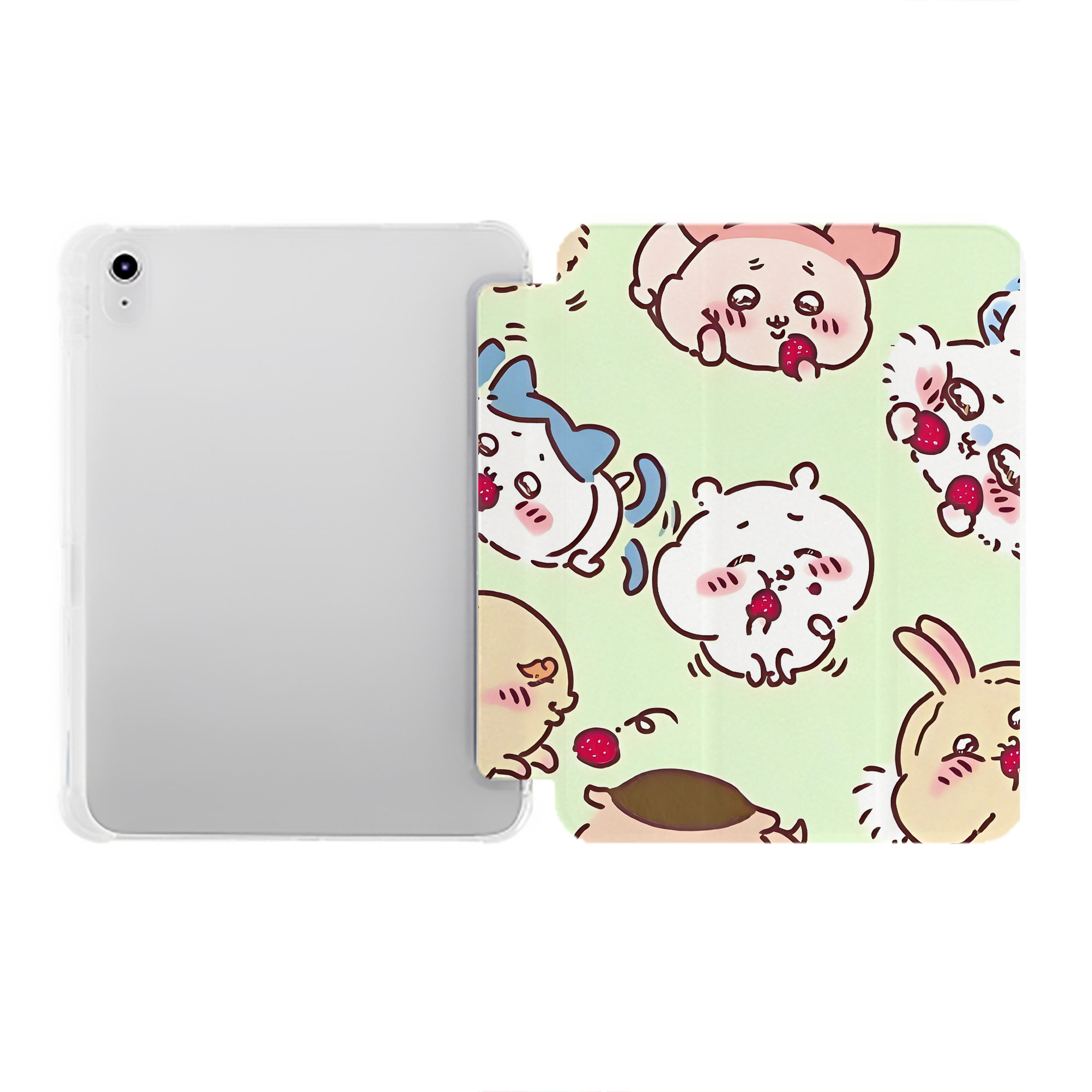 （画像用） ちいかわ Chii-kawa IPad ケース ペン収納付き 三つ折りスタンド PUレザー×シリコン 対応機種9.5/10.5/10.9インチ